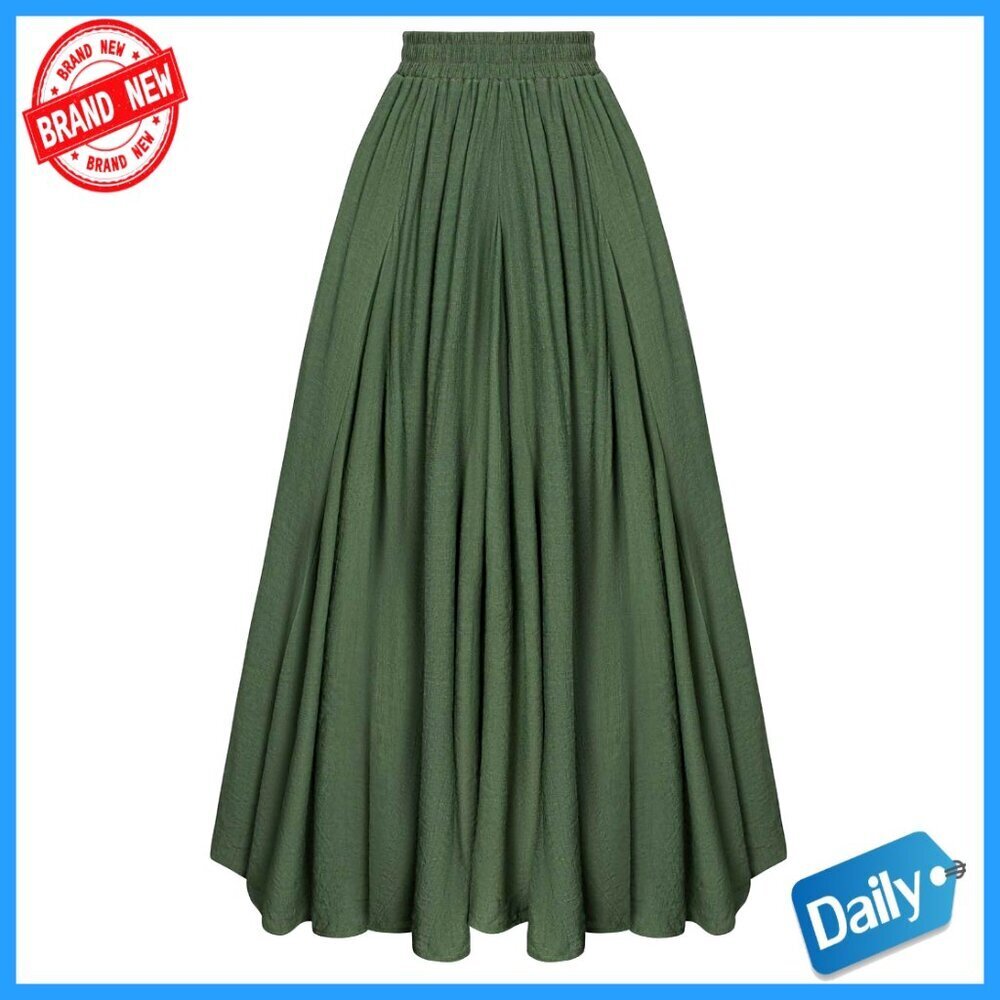 Long Flowy Maxi Skirt with Pockets A-Line Boho Renaissance